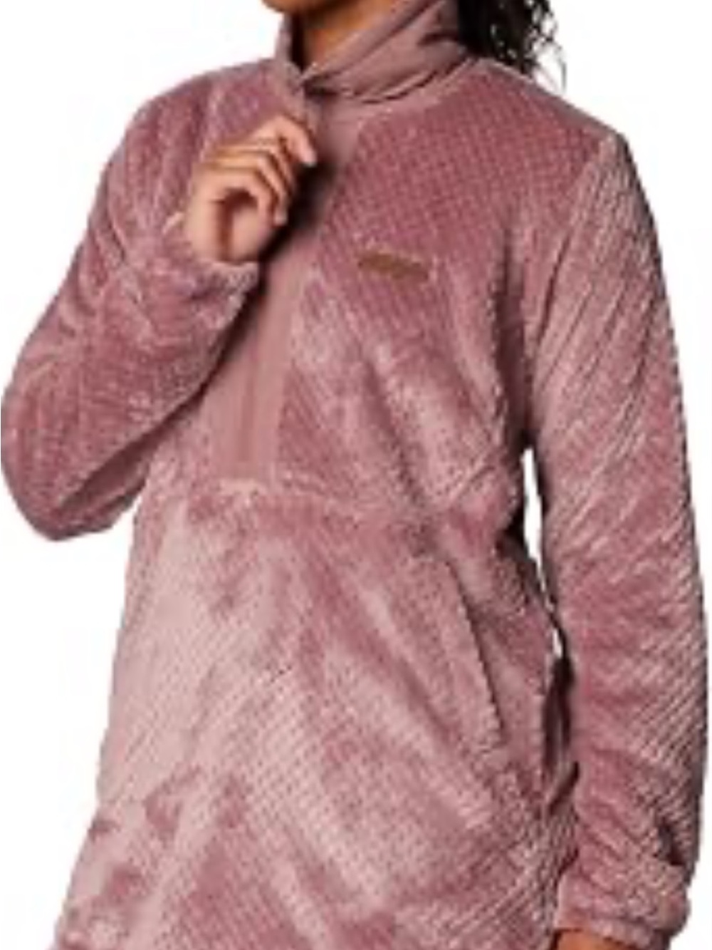 Women's Quilted Plush Pullover Jacket - Dusty Rose